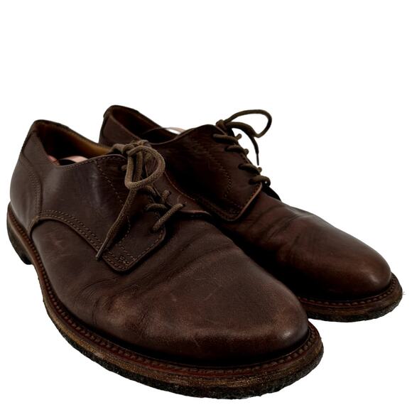 Brunello Cucinelli Lace Up Derby Loafer Round Toe Leather Brown EU 42.5 US11 - Picture 1 of 8